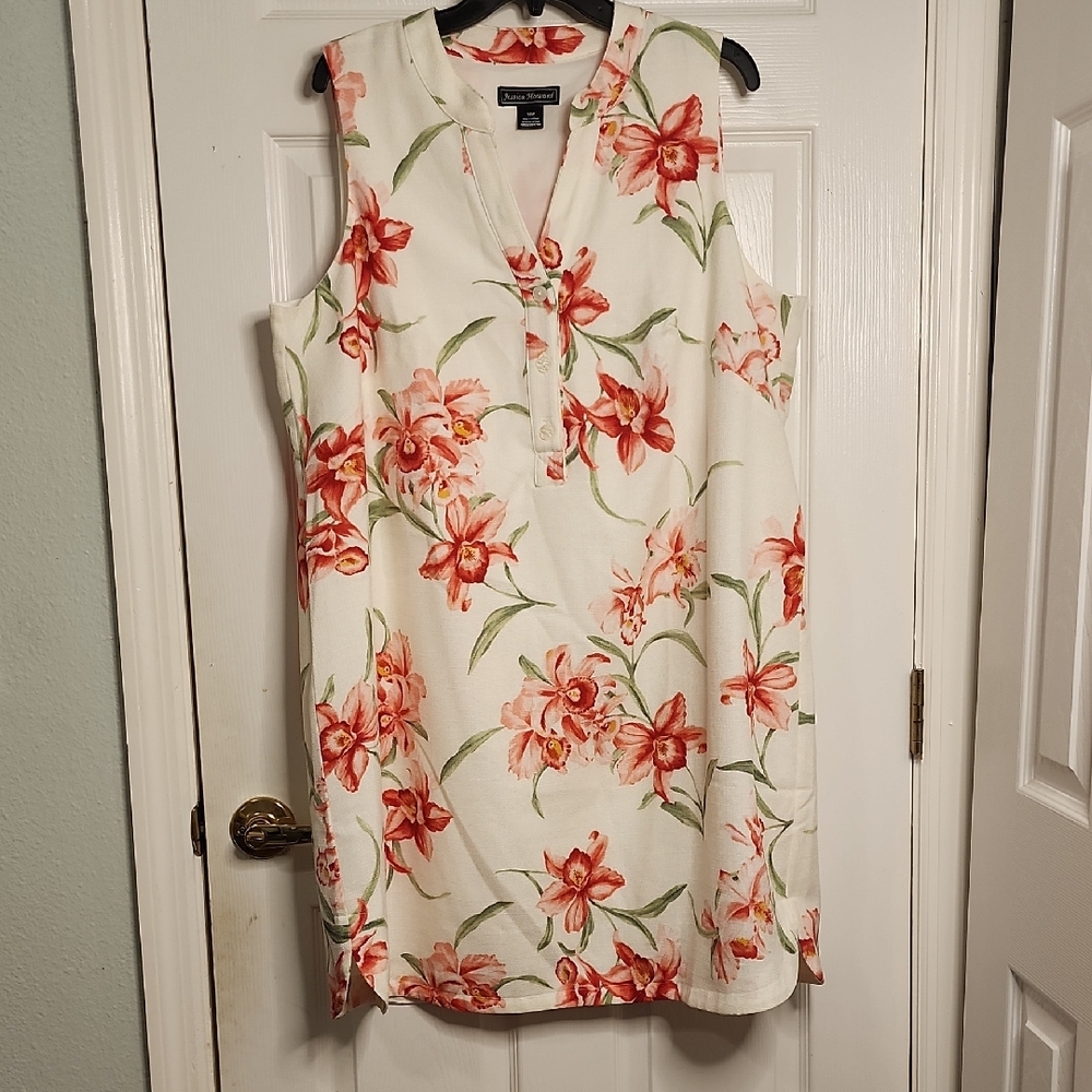Jessica Howard Cream Midi Dress with Coral Floral Print